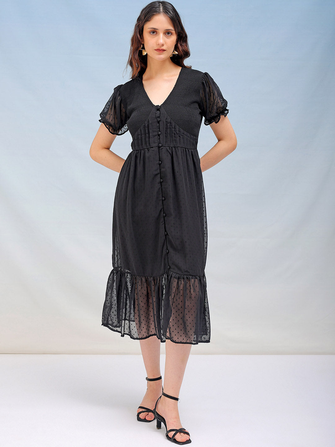 Women's Textured Fit and Flare Tiered Dress