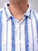 Men's Blue Relaxed Fit Striped Resortwear Shirt
