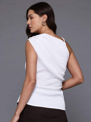 Women's Fitted Textured One Shoulder Top