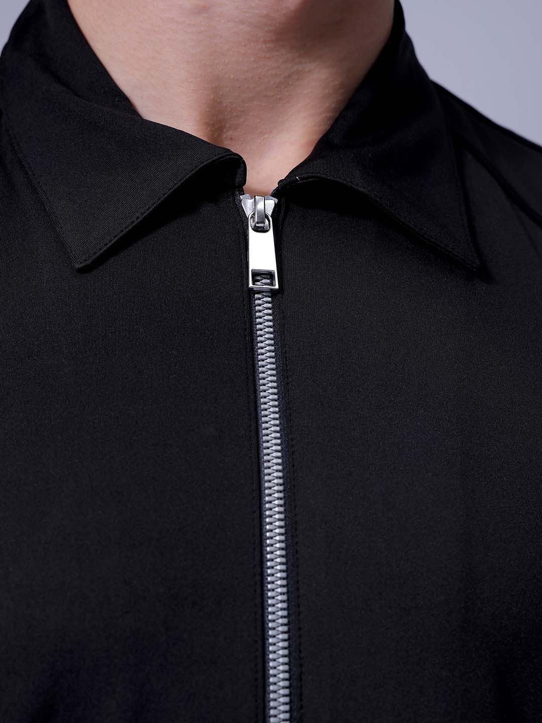 Men's Black Boxy Fit Solid Korean Street Shirt