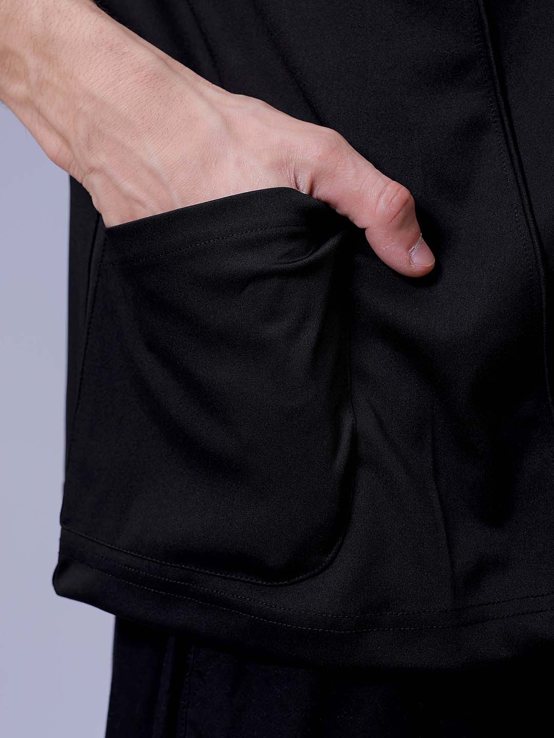 Men's Black Boxy Fit Solid Korean Street Shirt