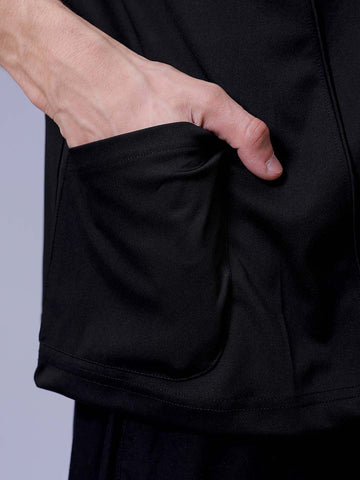 Men's Black Boxy Fit Solid Korean Street Shirt