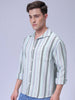 Men's Blue Relaxed Fit Striped Textured Shirt