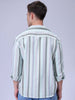 Men's Blue Relaxed Fit Striped Textured Shirt