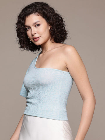 Women's Fitted Textured One Shoulder Top