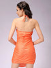 Women's Orange Fitted Solid Wrap Dress