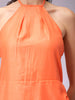 Women's Orange Fitted Solid Wrap Dress