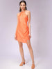 Women's Orange Fitted Solid Wrap Dress
