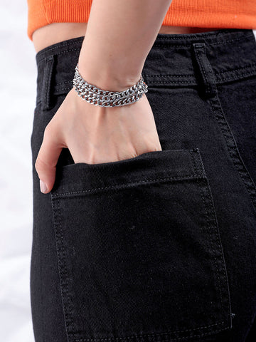 Women's Black Bootcut Fit Solid Five Pocket Jeans