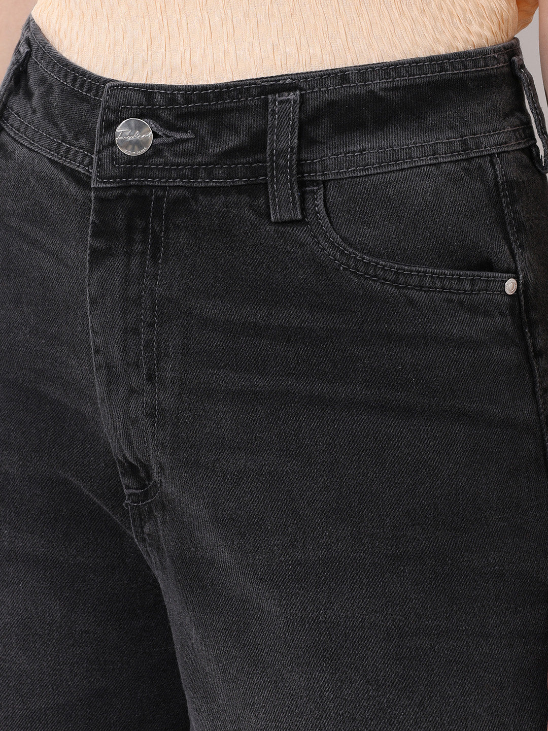 Women's Grey Bootcut Solid High Rise Clean Look Jeans