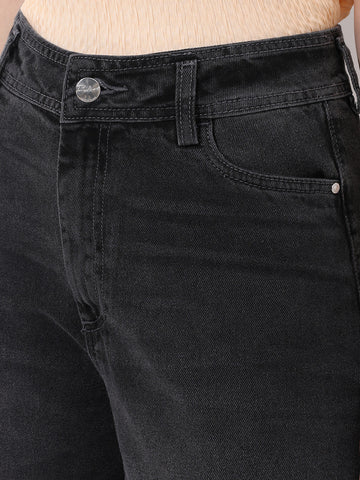 Women's Grey Bootcut Solid High Rise Clean Look Jeans