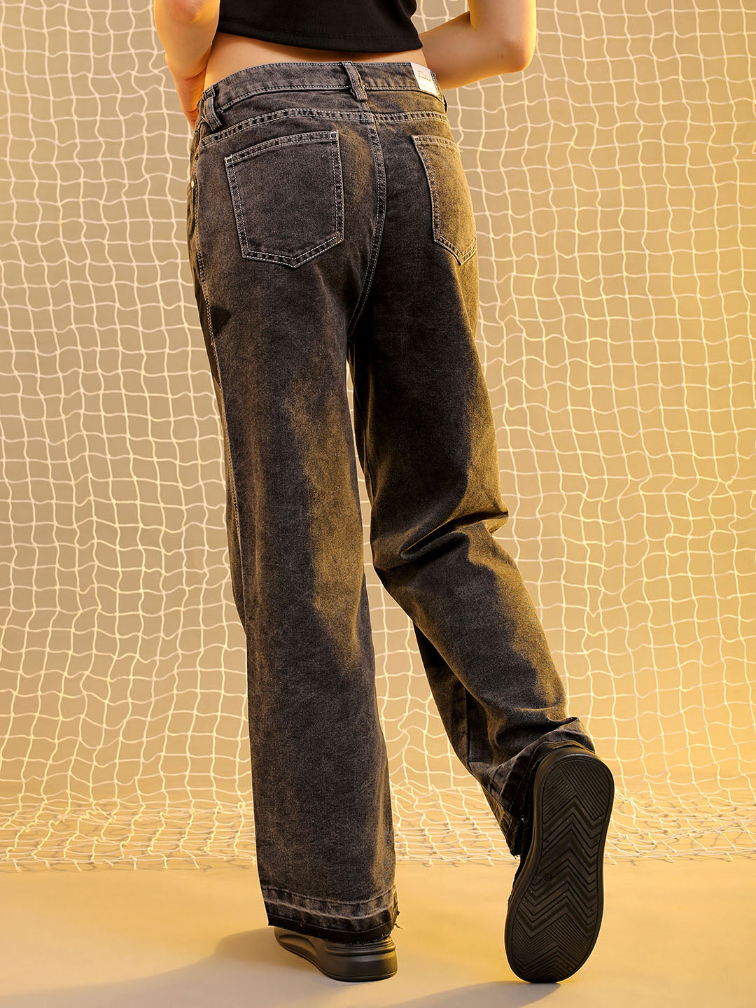 Women's Grey Bootcut Fit Five Pocket Jeans