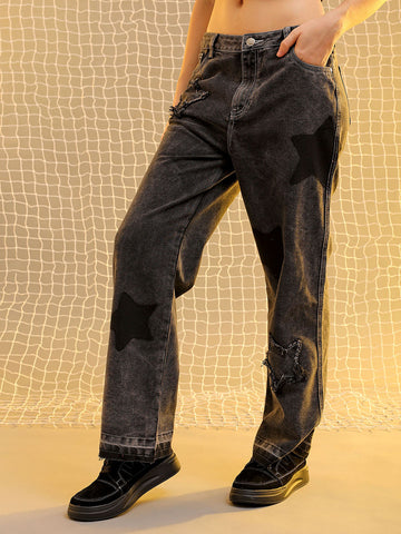 Women's Grey Bootcut Fit Five Pocket Jeans