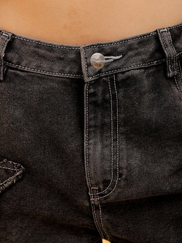 Women's Grey Bootcut Fit Five Pocket Jeans