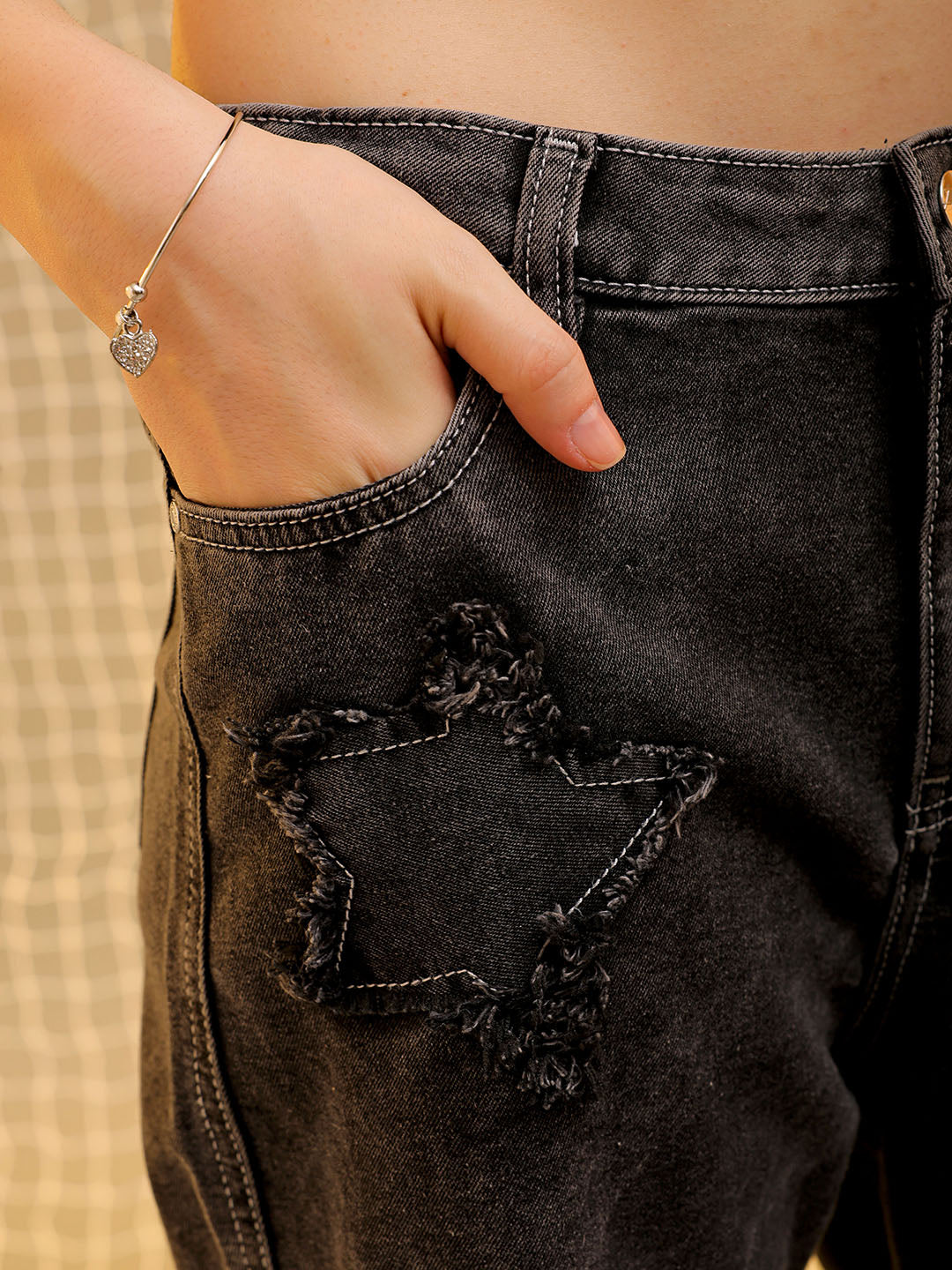 Women's Grey Bootcut Fit Five Pocket Jeans