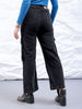 Women's Black Carpenter Fit Solid High Rise Clean Look Cargo Denim