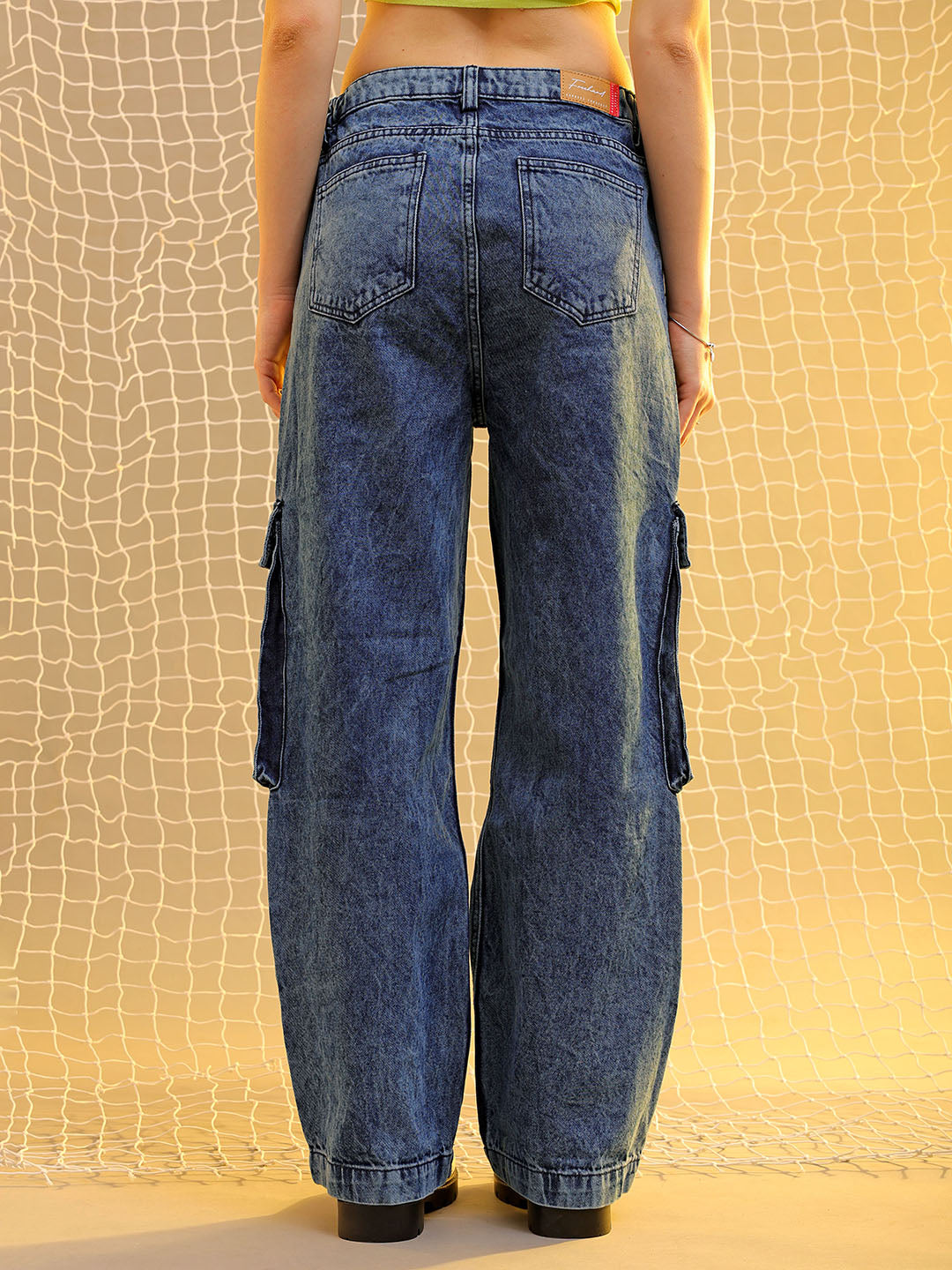 Women's Blue Carpenter Fit Solid Jeans