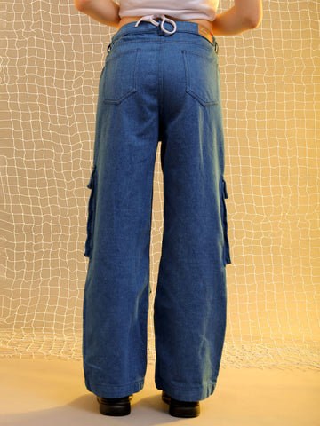 Women's Blue Carpenter Fit Solid Jeans