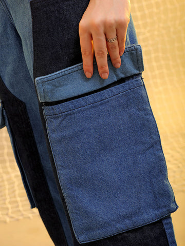 Women's Blue Carpenter Fit Solid Jeans