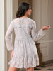 Women's Grey Fit and Flare Lace Round Neck Tiered Dress