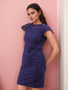 Women's Blue Fitted Lace Round Neck Sheath Dress