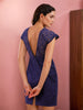 Women's Blue Fitted Lace Round Neck Sheath Dress