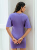 Women's Purple Fitted Textured V-Neck Mini Dress