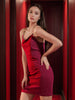 Women's Red Fitted Textured Sweetheart Partywear Bodycon Dress