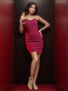 Women's Red Fitted Textured Sweetheart Partywear Bodycon Dress