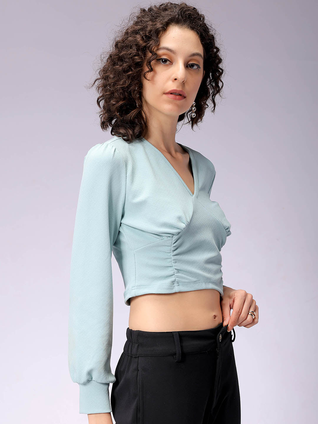 Women's Fitted V-Neck Crop Top