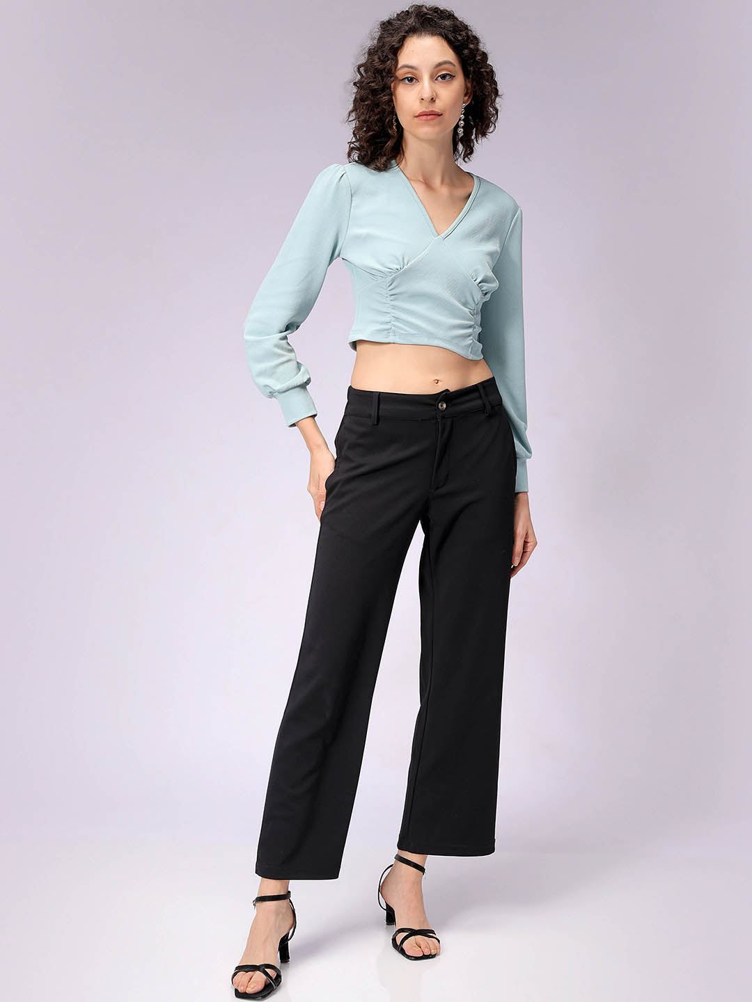 Women's Fitted V-Neck Crop Top