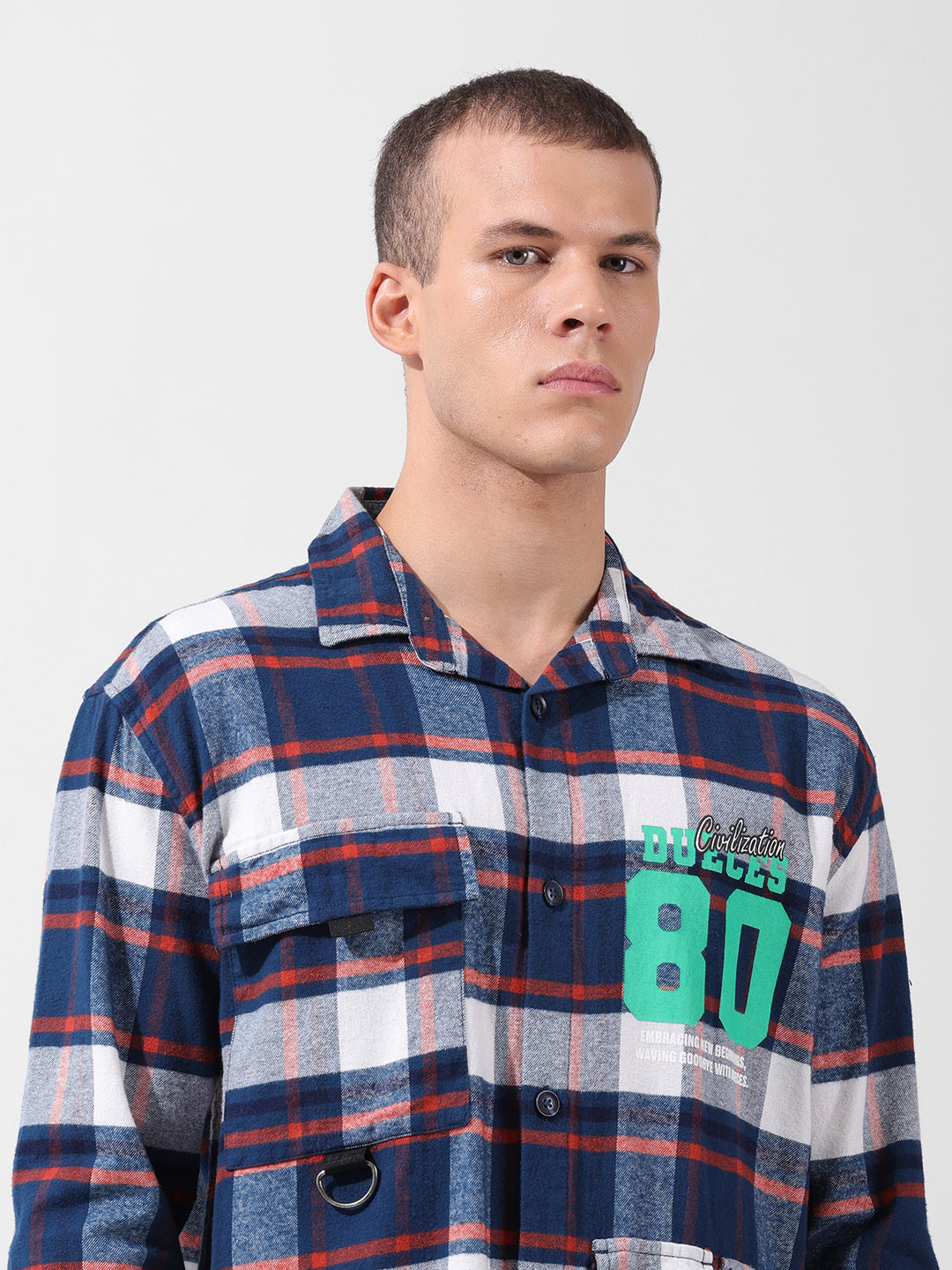 Men's Blue Relaxed Fit Checkered Street Shirt