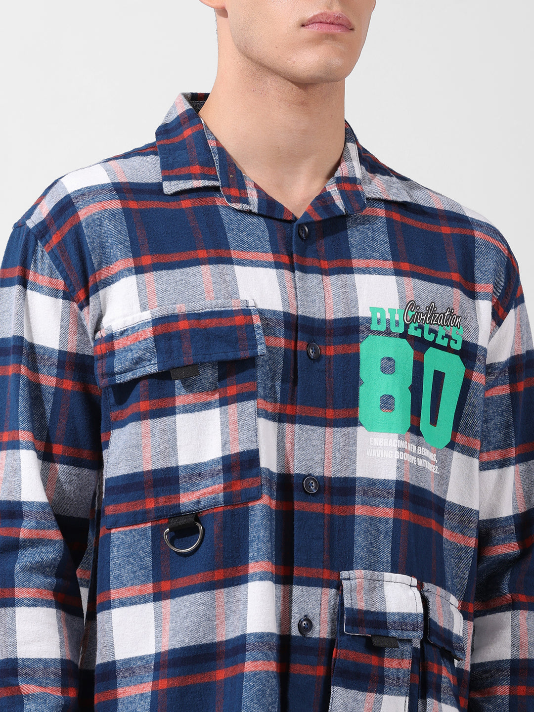 Men's Blue Relaxed Fit Checkered Street Shirt