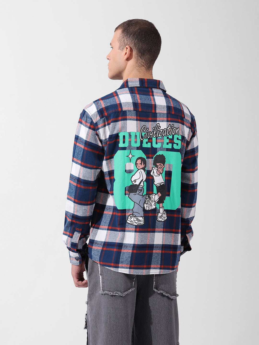 Men's Blue Relaxed Fit Checkered Street Shirt