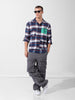 Men's Blue Relaxed Fit Checkered Street Shirt