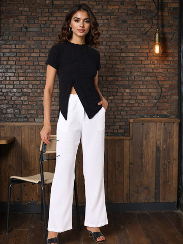 Women's Black Regular Fit Casual Top