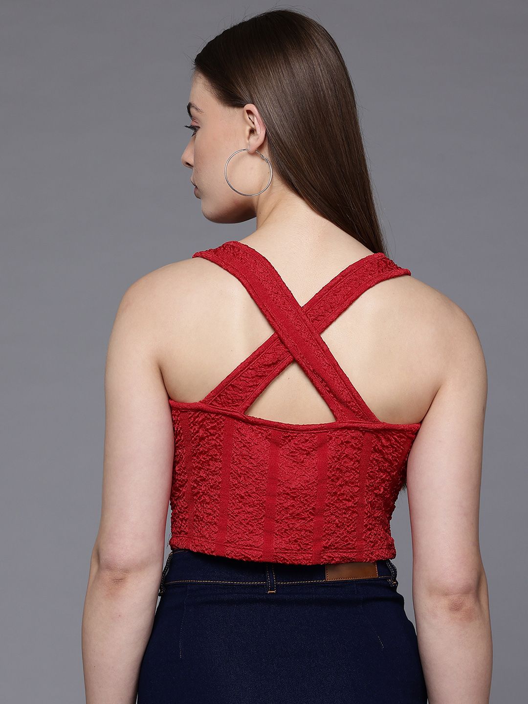 Women's Fitted Textured Crop Top