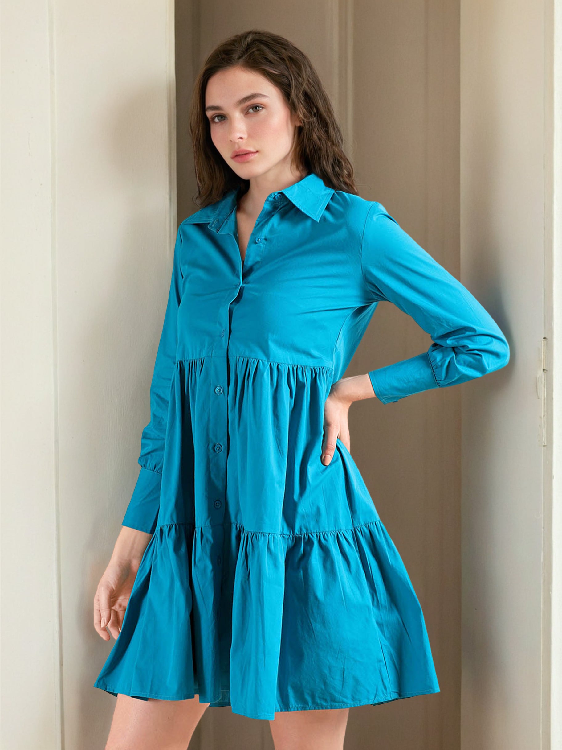 Women's Solid Tiered Dress