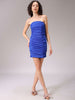 Women's Blue Fitted Solid Tube Dress