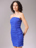 Women's Blue Fitted Solid Tube Dress