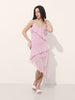 Women's Pink Fit and Flare Solid Asymmetric Dress