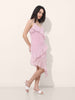 Women's Pink Fit and Flare Solid Asymmetric Dress