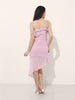 Women's Pink Fit and Flare Solid Asymmetric Dress