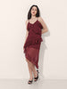 Women's Maroon Fit and Flare Solid Asymmetric Dress