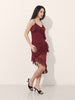 Women's Maroon Fit and Flare Solid Asymmetric Dress
