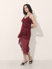 Women's Maroon Fit and Flare Solid Asymmetric Dress