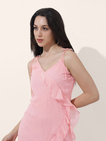 Women's Solid A-Line Asymmetric Dress