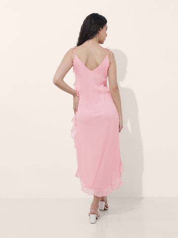 Women's Solid A-Line Asymmetric Dress