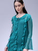 Women's Green A-Line Solid Ruffle Dress
