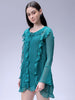 Women's Green A-Line Solid Ruffle Dress
